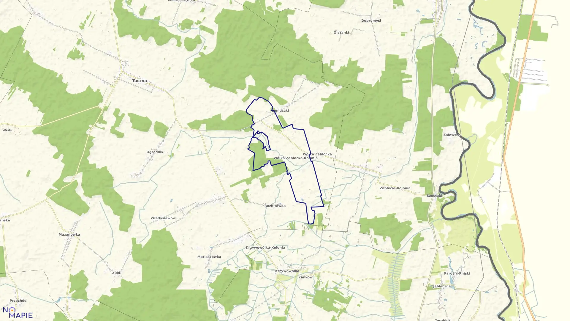 Mapa obrębu WÓLKA ZABŁOCKA KOLONIA w gminie Tuczna